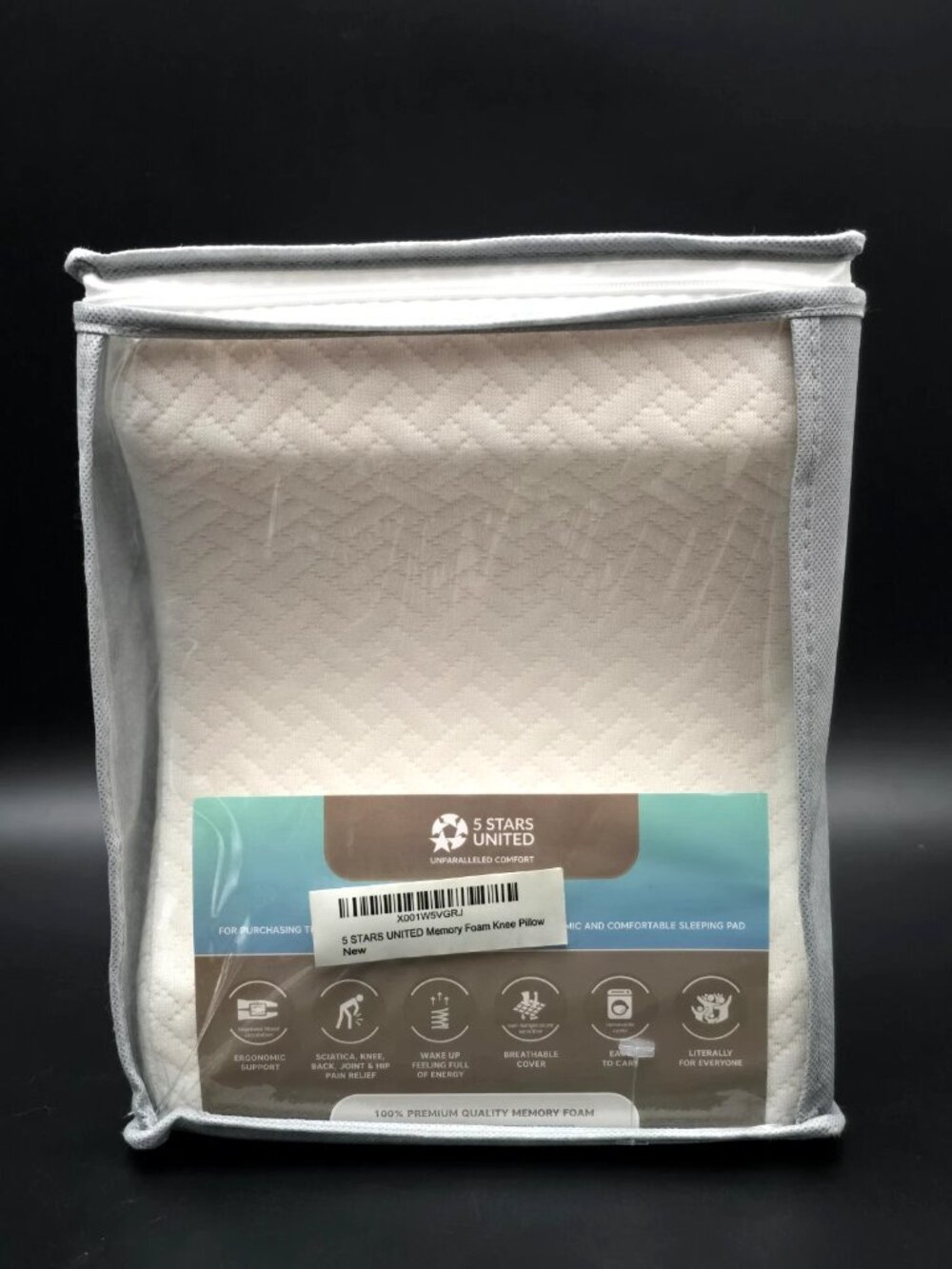 5 STARS UNITED Memory Foam Knee Pillow for Side Sleepers NEW